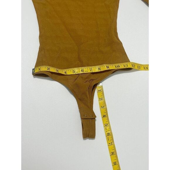 Goldsign The Rib Deep Bodysuit NWT Long Sleeve‎ Golden Yellow Ochre Small - Picture 7 of 16